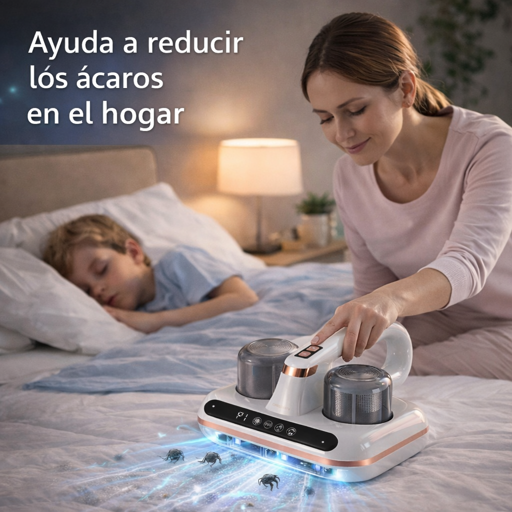 Aspiradora Mata Ácaros UV 10.000Pa con Filtro HEPA – Elimina 99.9% de Ácaros y Alérgenos en Colchones