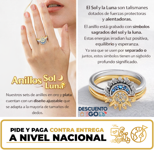 Anillos Sol y Luna Eclipse (Set x2 anillos) – Detalle con Significado y Amor