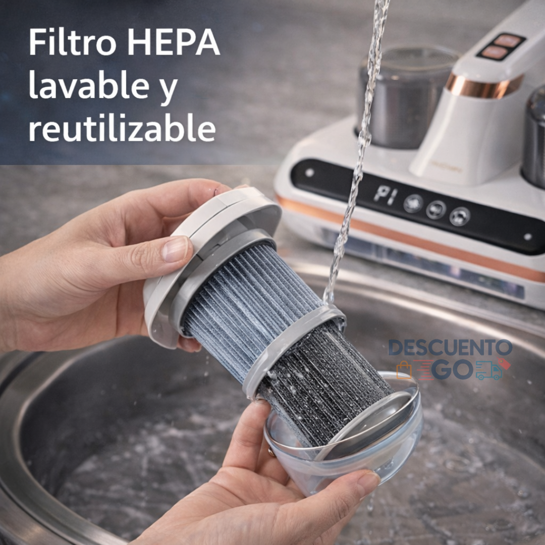 Aspiradora Mata Ácaros UV 10.000Pa con Filtro HEPA – Elimina 99.9% de Ácaros y Alérgenos en Colchones